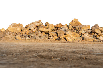 stone pile and ground isolated on white background with clipping path