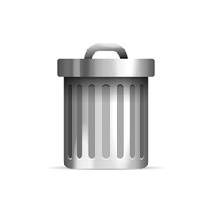 Trash can icon - metallic garbage container in 3D glossy style