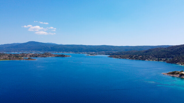 Aerial view of group of islands in blue sea © Long Frame