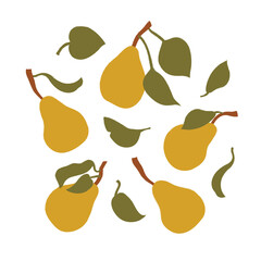 Obraz premium A set of delicious pears fruits. Vector illustration.