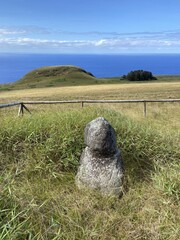 Statue, lande et littoral de l'île de Pâques