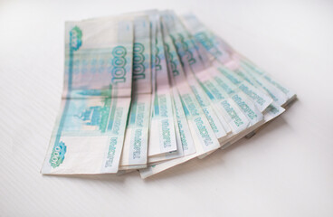 some russian money banknotes thousand rubel