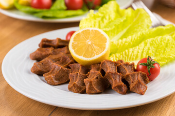 Traditional Turkish Raw Meat. ( Cig Kofte ) Turkish food.