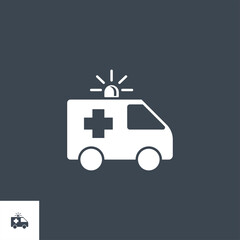 Ambulance Car related vector glyph icon. Isolated on black background. Vector illustration.