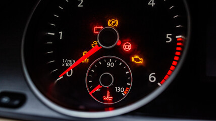 Car dashboard. Serviceability of the system. Work check.