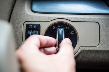 Automatic switching on of headlights in cars. Light sensor