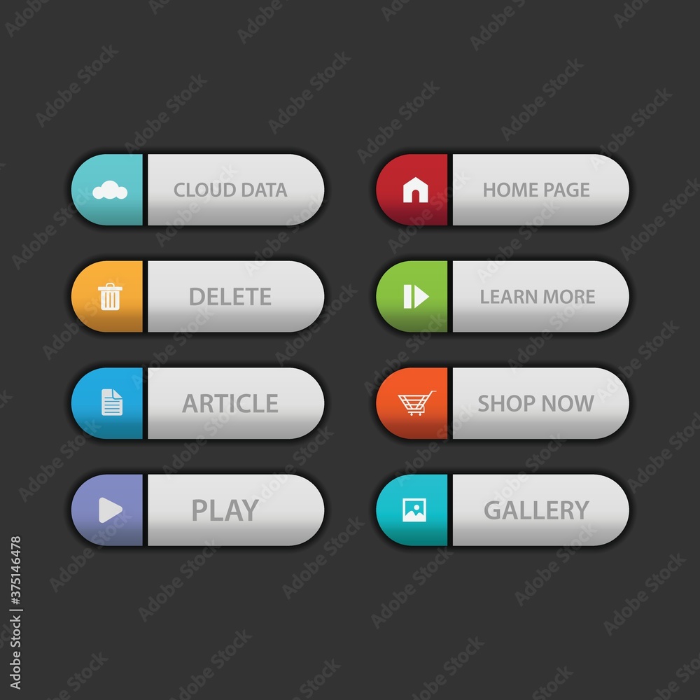 Poster colorful web button on a dark background