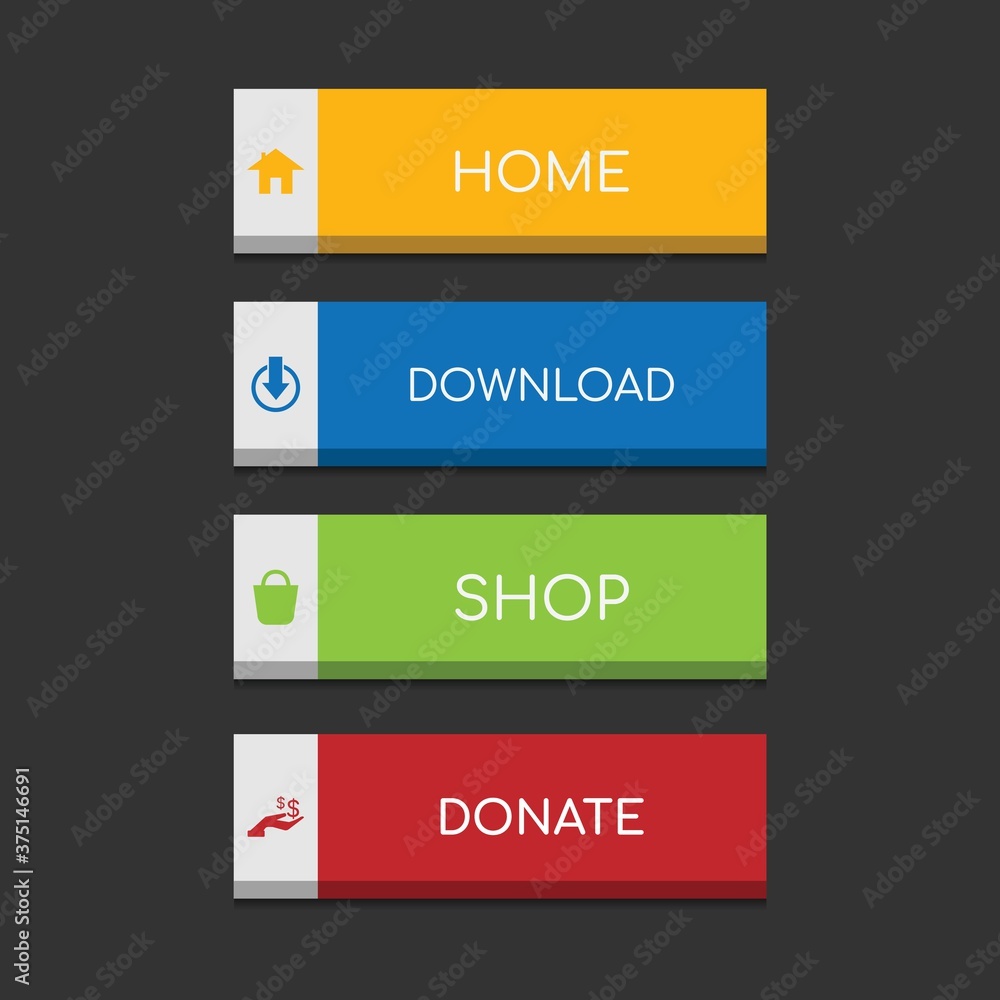 Poster colorful web button on a dark background