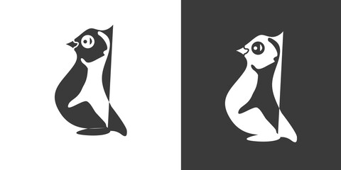 Penguin. Logo, Element logo. Black and white penguin and penguin with shadows and colors. polar Vector.penguin vector icon logo cartoon character fish salmon illustration doodle 6