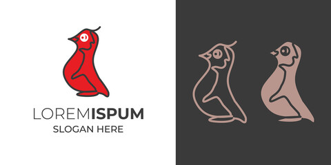 Penguin. Logo, Element logo. Black and white penguin and penguin with shadows and colors. polar Vector.penguin vector icon logo cartoon character fish salmon illustration doodle