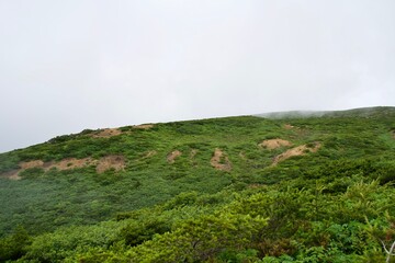 Mountain landscape with clouds in Japan.