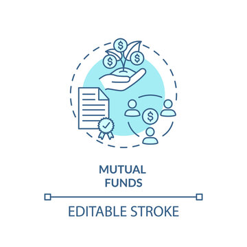 Mutual Funds Concept Icon. Stock Market Trading, Collective Investment Capital Idea Thin Line Illustration. Sharing Common Budget. Vector Isolated Outline RGB Color Drawing. Editable Stroke