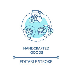 Handcrafted goods concept icon. DIY store, on demand business model idea thin line illustration. Selling homemade pottery and art products. Vector isolated outline RGB color drawing. Editable stroke