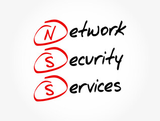 Fototapeta premium NSS - Network Security Services acronym, technology concept background