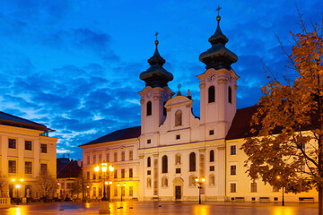 Fototapeta na wymiar Cathedral of St. Ignatius in Gyor, Hungary. Early Baroque architecture.