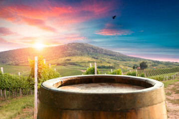 Chianti vineyard landscape in Tuscany, Italy field