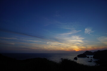 Beautiful sunset at the cape, IROUZAKI in Shizuoka, Japan.