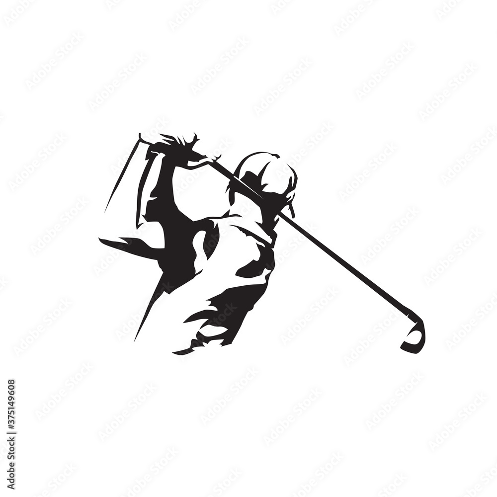 Wall mural Golf player logo, isolated vector silhouette. Golf swing