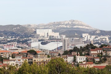View of the city of Marseille from Notre Dame de la Garde in France