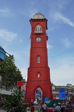 Front View of Clock Tower, Ludhiana, Punjab, India, especially known as Ghanta Ghar, this image was clicked on 30 August 2020