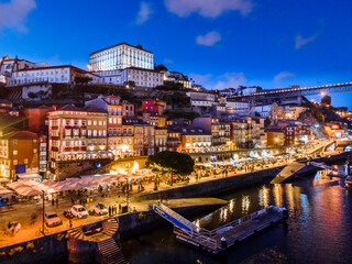 Historic architecture by Douro river in Porto, Portugal