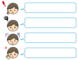 男の子01_04（喜怒哀楽の表情・ふきだしセット）