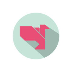 Icon origami eagle bird pink cyan color