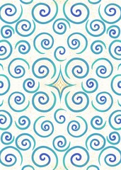 seamless pattern with blue waves and gold elements 