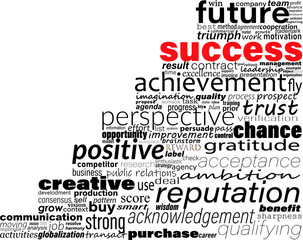 Success business concept made with words drawing a stairs. Easy color change by selecting same fill color