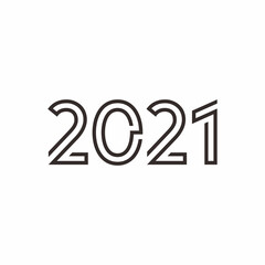 Simple Flat 2021 New Year Design, 2021 Number Text Illustration with Unique Outlined Style Template Vector