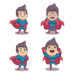 cute superhero with different expression 