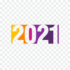 Simple Flat Colorful 2021 New Year Design, 2021 Number Text Illustration with Purple and Orange Color Template Vector