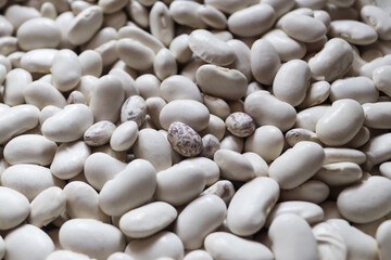 Background of white beans. Selective focus, close-up