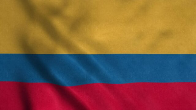 The national flag of Colombia is flying in the wind. 4k