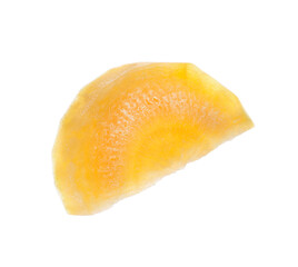 Fototapeta na wymiar Slice of raw yellow carrot isolated on white