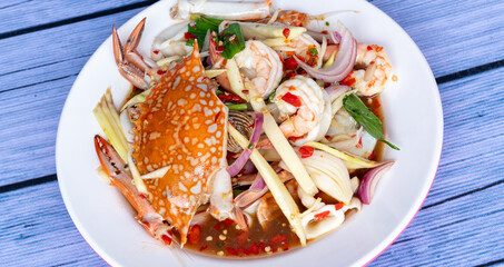 Thai Spicy Seafood and Pork Salads