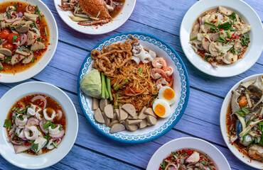 Thai Spicy Seafood and Pork Salads