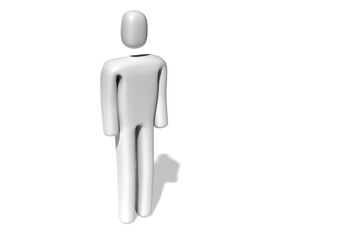 3d character, all white, in human form while walking, on a white background.