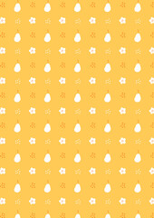 Cute pattern wallpaper with pear and flower shapes in yellow color