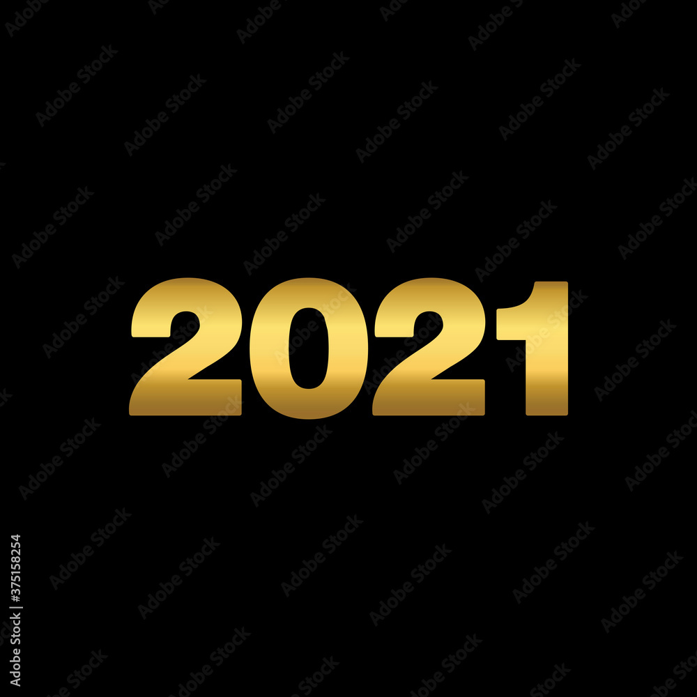 Poster simple elegant 2021 new year design, 2021 number text illustration with golden effect color template
