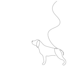 Cute dog on white background line drawing. Vector illustration