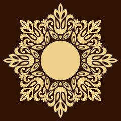 Decorative frame Elegant vector element for design in Eastern style, place for text. Floral golden border. Lace illustration for invitations and greeting cards.