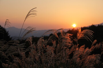 武尊山の夕日