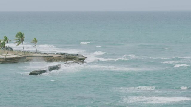 Escambron Beach in San Juan, Puerto Rico Strong Waves Day Time