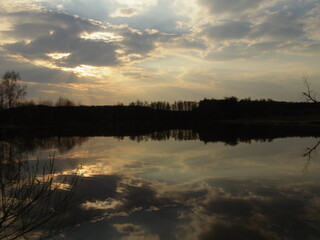 sunset over the lake