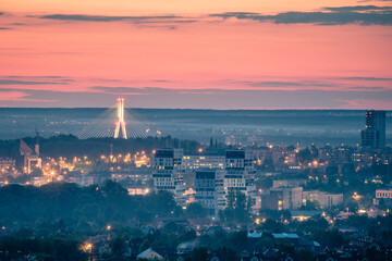 Panorama of Rzeszow at sunset
