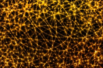 Gold and yellow christmas light. Christmas glowing chain in a circle. Shining stars