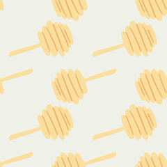 Pastel yellow honeyspoon simple seamless pattern. Light pale background.