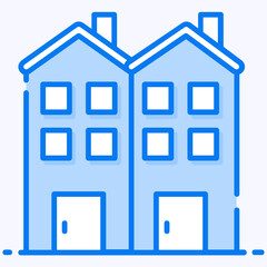 
A primary building in a rural area, townhouse icon
