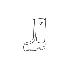 Rubber boots. Symbol of autumn, garden or farm.Rubber boots icon. Vector illustration in a hand-drawn style, isolated on a white background